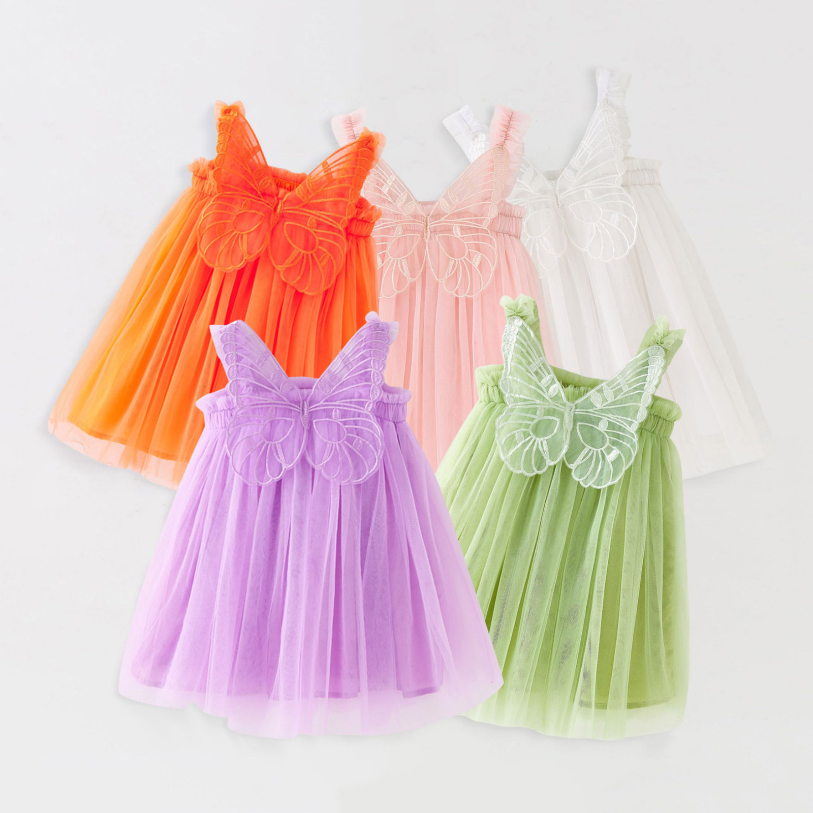 Dresses for Teens Sleeveless Butterfly Tulle Suspenders Dance Party ...