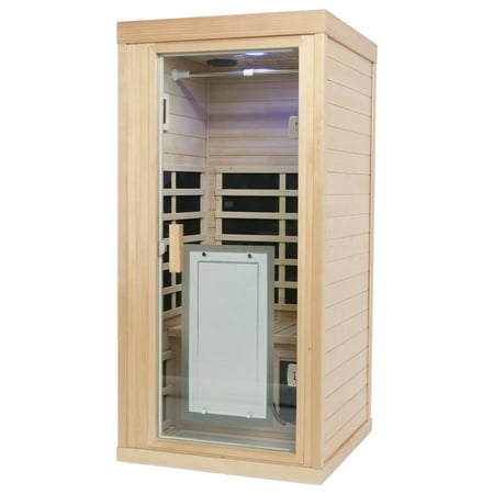 KUNSANA 1 Person Sauna Room Far Infrared Canadian Hemlock Wood Sauna Cabinet Home Spa