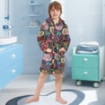 thumbnail image 5 of FORMRS Niños Bathrobe Unisex Hooded Robe Soft Plush Pajamas Sleepwear, Size 2-3T, Vibrant Flowers Pattern, 5 of 7