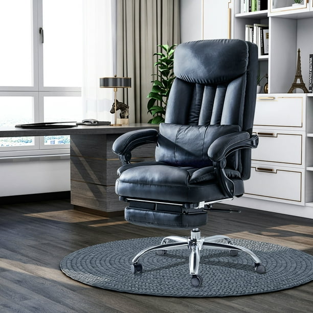 Reclining Leather Office Chair High, Leather Office Chair Cushion