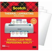 Scotch Thermal Laminating Pouches, 100 Count, Clear, 5 mil, Laminate Business Cards, Small Banners, Essays, Office or School Supplies, Fits Letter Size 8.9x11.4 in Paper