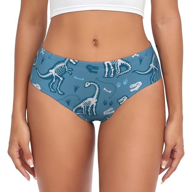 Balery Dinosaur Skull Ropa Interior de Algodón para Mujer con Dibujo – Braguitas Cómodas y Elásticas, Estilo Clásico-3X-Large