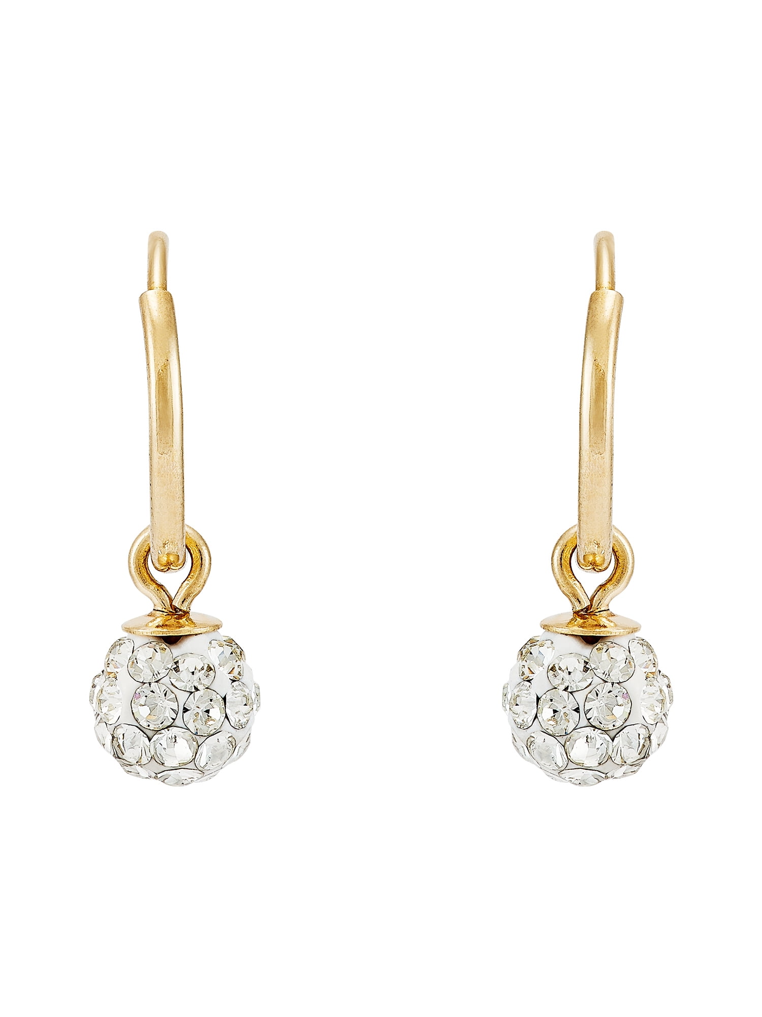 Brilliance Fine Jewelry 10K Yellow Gold 10mm Endless Hoop with 4.8mm Crystal Ball Earrings