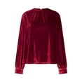 thumbnail image 4 of Eiyaclvo Women's Vintage Velvet Tops Trendy Puff Long Sleeve Crewneck Tunic Tops Comfy Velour Pullover Elegant Casual Solid Color Shirts, 4 of 8