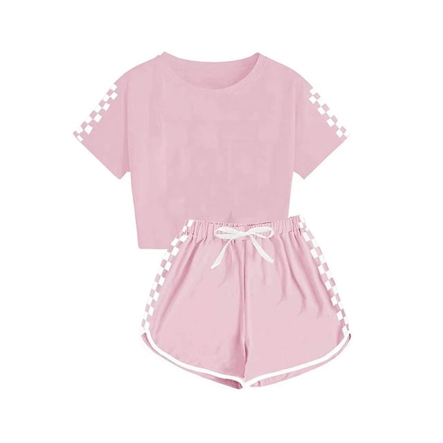 Ensemble Décontracté pour Garçons et Filles, Hauts à Manches Courtes, Col Rond, Boutons, Shorts Imprimés