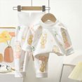 thumbnail image 2 of masbird Cotton 2 Piece Pajamas Boys Girls Long Sleeve Sets Toddler Pjs Kids Fall Winter Sleepwear Sets for 6-12 Months 12-24 Months 2 3 4 5 6 7 8 9 T Children(Khaki,6-12 M), 2 of 4