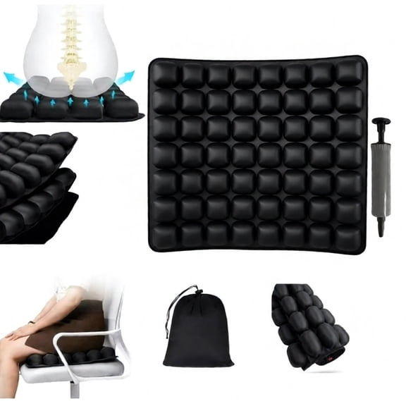 Travel Cushion - 2025 New Inflatable Seat Cushion, 3D Air Cell Seat Cushion, Comfortable Travel Air Seat Cushion for Car Seat, Office Chair, Wheelchair, Bed Sore & Tailbone Pain Relief
