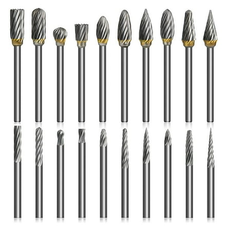 

20PC 1/8 Tungsten Carbide Burr Set Diamond Files for Drill Air Die Grinder for Metal Polishing Wood
