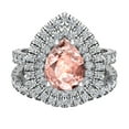 thumbnail image 4 of Pear Cut Pink Morganite Double Halo Wedding Ring Set 18K White Gold 2.30 Carat (G,VS1), 4 of 5