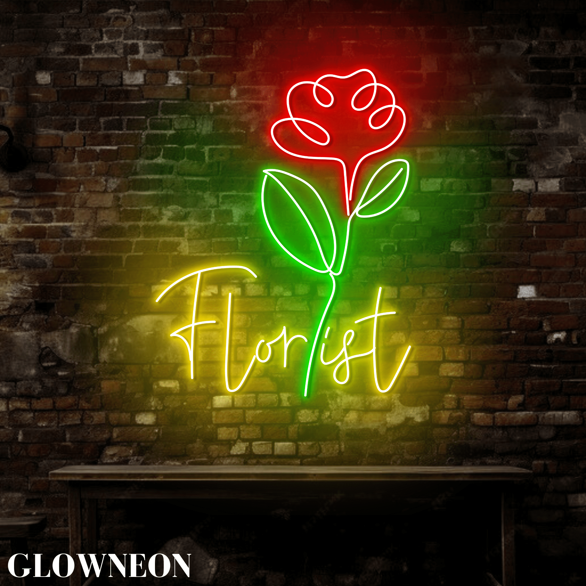 Glowneon Florist Open Neon Wall Art Decor, Flower Shop Led Light Sign
