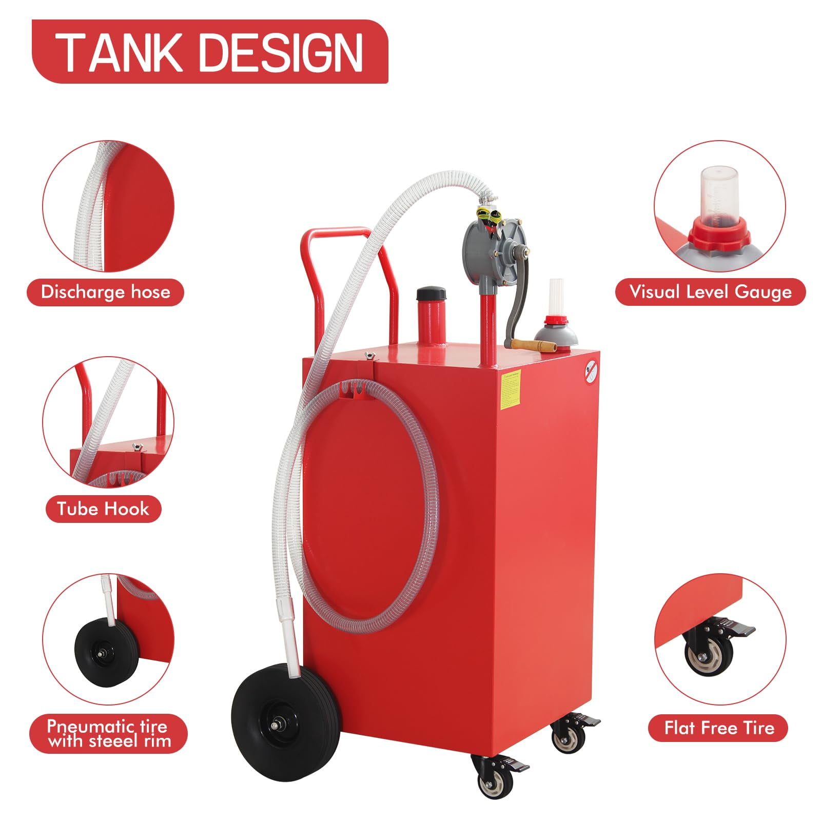 Fuel Caddy, 45/50 Gallon Gas Storage Tank, Portable Fuel Storage Tank with 4 Wheels for Cars Lawn Mowers ATVs Boats Motorcycles