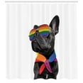 thumbnail image 3 of Ambesonne Bulldog Shower Curtain, Proud Gay Pet Posing Funny, 69"Wx84"L, White and Multicolor, 3 of 3