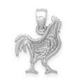 thumbnail image 3 of Finest Gold 14K White Gold Satin Diamond-Cut Rooster Pendant, 3 of 4