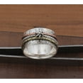 thumbnail image 4 of Sun Sterling Silver Spinner Ring – Handmade 925 Silver Anxiety Fidget Ring for Men & Women, Three-Tone Leaves Textured Band, Meditation Ring, Mother’s Day Gift, 4 of 5