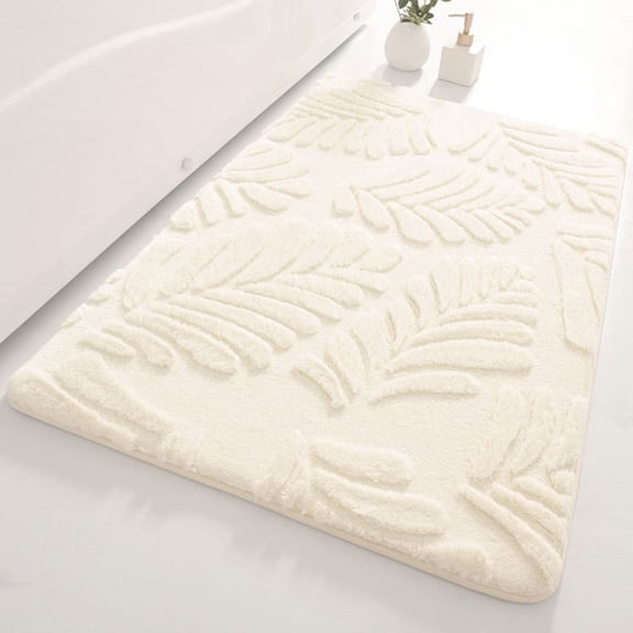 Absorbent Non-Slip Bath Mat, Machine Washable Soft Velvet Foam Rug, Quick Dry Bathroom Floor Mat for Shower Tub Safety