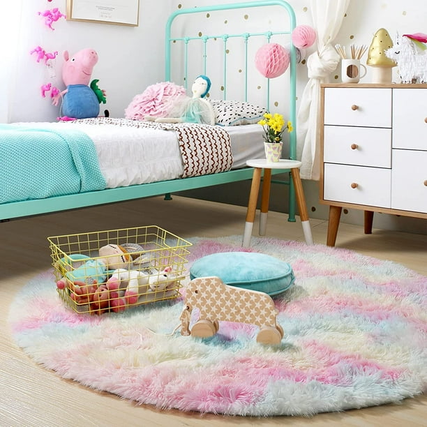 Sanmadrola Round Area Rug for Bedroom Fluffy Circle Rug