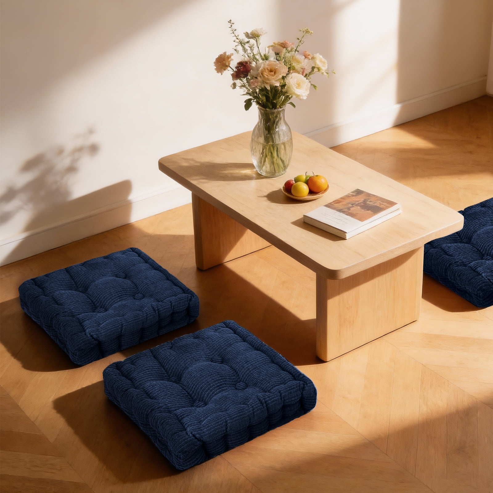 Sanmadrola Floor Pillow Cushion for Adults Set of 2, Chair Cushions Outdoor Indoor with String Chair Room Tatami Sofa,Blue