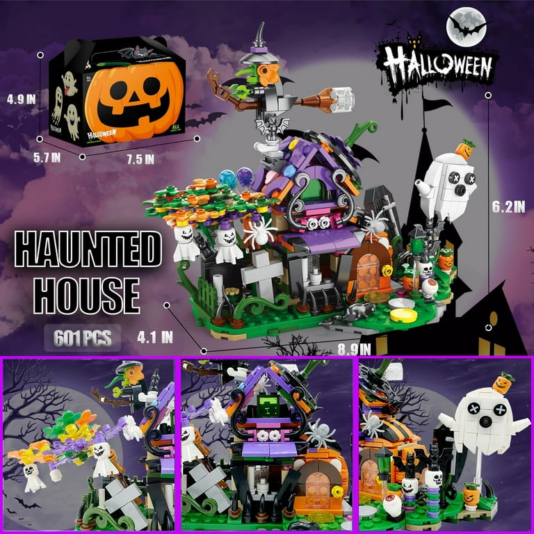 Halloween Haunted House Building Kit for Kids,6 in 1 Mini Pumpkin
