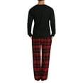 thumbnail image 3 of Adult Men's Flannel Pajama Jammies Big Tall Pant Long Sleeve Cotton Button Down PJ Shirt Set Black Black Red Plaid S, 3 of 6