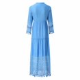 thumbnail image 4 of SCSAlgin Womens Maxi Dresses V Neck Floral Lace Long Dress Casual Long Sleeve Boho Flowy Sundress Beach Party Sundress, 4 of 7