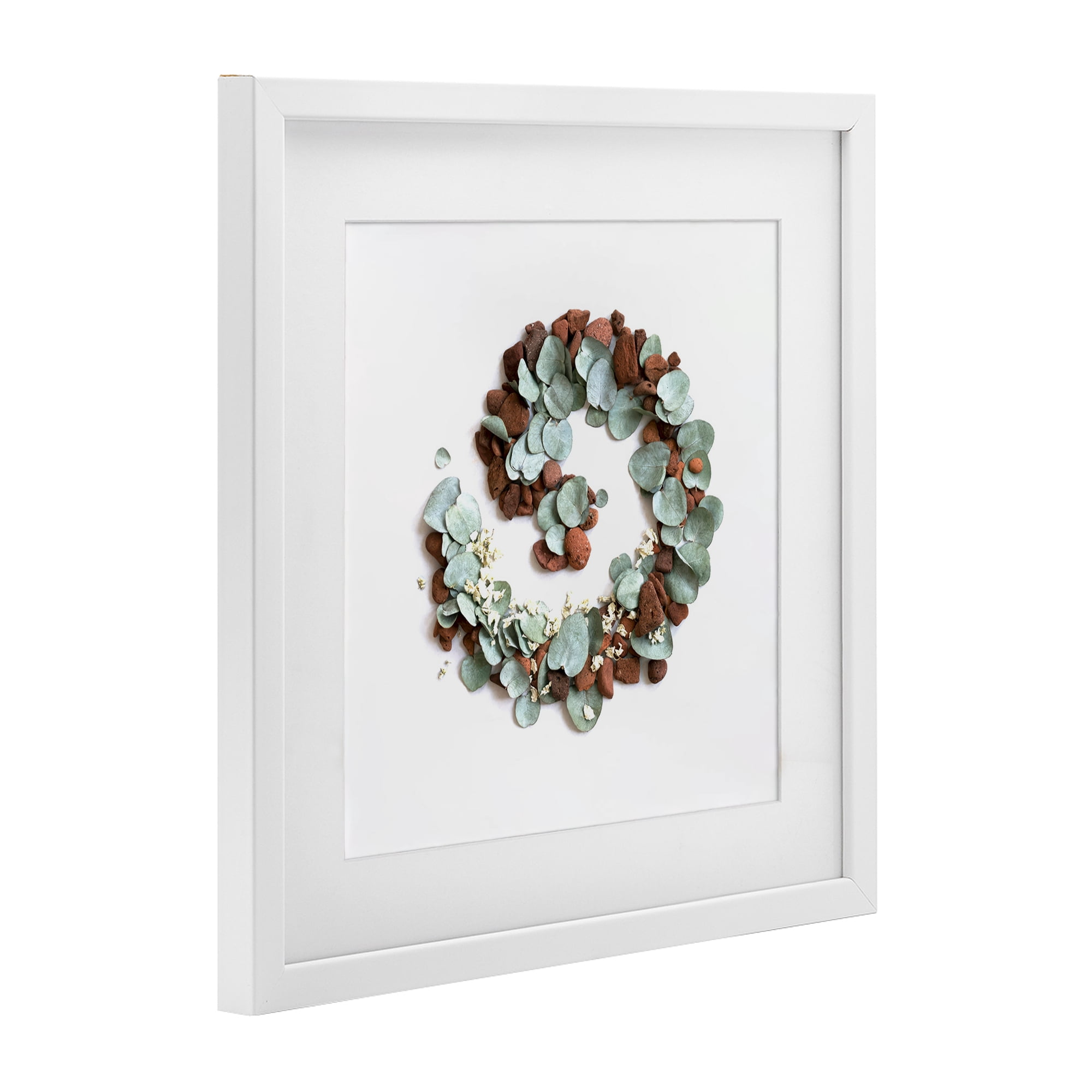 Stupell Industries Eucalyptus & Pebbles Spiral White Framed Print Under Glass, design by Beth Adoette