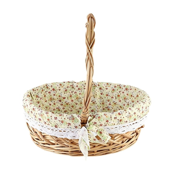 HuiXinOu Woven Easter Storage Basket, Handmade Wicker Twill Basket with Handle, Multi-Functional Fruit & Vegetable Holder, Outdoor Picnic & Fruit Picking Basket for Easter Holiday & Garden