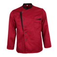 thumbnail image 1 of Kearding Chaqueta de chef de manga larga Abrigo Camareros de hotel Uniforme de cocina Tops Rojo XL Type3 NO3, 1 of 1