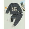 thumbnail image 2 of Wassery Infant Baby 2Pcs Tracksuit Outfits Long Sleeve Letter Print Sweatshirt Pullover Tops + Pants Newborn Autumn Winter Clothes for Boys Girls 0-24 Months, 2 of 8