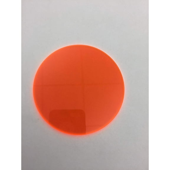 Sibe-R-Plastics Supply - 6 Pack - Colored Transparent Acrylic Plexiglass 1/8" Thick Circles Seasonal Outdoor Decorative Lighting Accents Pick Your Color and Diameter (6 Pack - FL Orange, 2" Diameter)