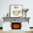 thumbnail image 3 of IHOMEadore Farmhouse Fireplace TV Stand, 68" for Up to 78" TVs with 23" Electric Fireplace, 3 of 12
