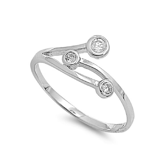 Love Trio Cubic Zirconia Ring Sterling Silver 925
