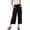 01 Black, variant on Women's Straight Leg Cropped Sweatpants, Chic Striped Loose Elastic Waist Lounge Travel Pants with Pockets