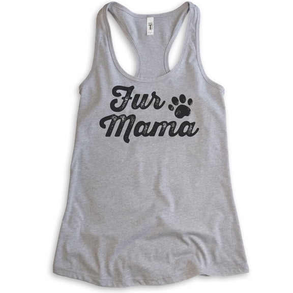 Fur Mama Tank Top, Ladies Racerback Tank Top, Cute Dog Tank, Dog Mama Tank, Pet Tank, Pet Owner Tank, Heather Gray, X-Large