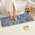 thumbnail image 4 of Blue Paisley and Floral Pattern Bathroom Rugs Mat,Non Slip Microfiber Bathroom Rug,Rubber Backing,Soft Bathroom Mats for Bathroom Floor,Tub and Shower,60x24in(150x60cm), 4 of 5