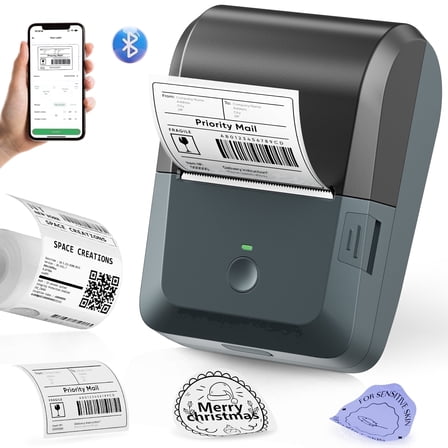 Naipo Label Maker Machine with Tape Bluetooth Label Maker Wide Waterproof Label Thermal Label Printer for Small Business  Logo  Retail  Blue