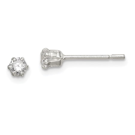 Auriga Fine Jewelry 925 Sterling Silver 3mm Round CZ Stud Earrings for Women (L - 3mm, W - 3mm)