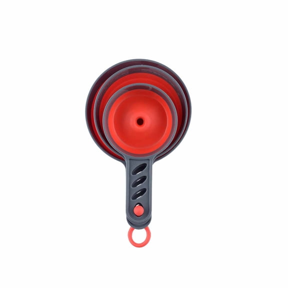 Funnel - Kitchen Funnel - Foldable Plastic Funnel Three-Piece Set, Red(Folding Plastic Funnel Set - Red)