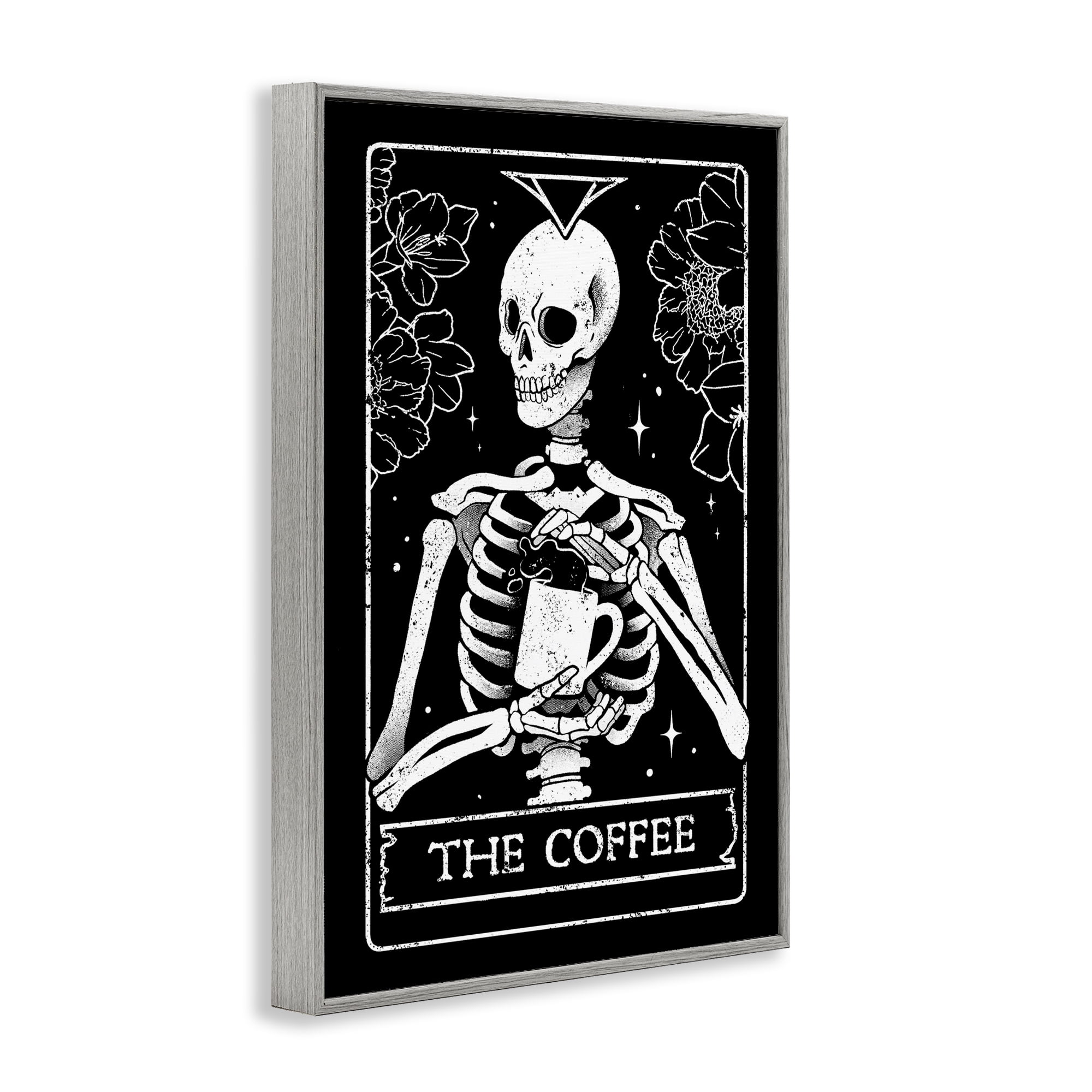 Stupell Industries The Coffee Skeleton Tarot Gray Framed Giclee Art, design by EduEly Designs