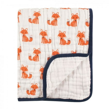 UPC: 0660168516166 | Hudson Baby Infant Boy Muslin Tranquility Quilt Blanket Foxes One Size