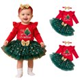 thumbnail image 7 of Baby Girl Christmas Outfit Long Sleeve Ruffle Princess Tutu Dress Headband Christmas Tutu Dress Outfit Long Sleeve Ribbed Ruffle Glitter Tulle Princess Dress Christmas Outfits, 7 of 7