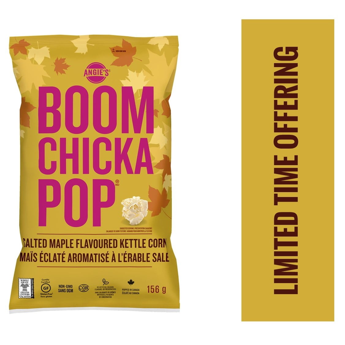 Angie’s BOOMCHICKAPOP® Ready-to-Eat Popcorn, Gluten-Free, Non-GMO, Vegan Salted Maple Kettle Corn, 156g