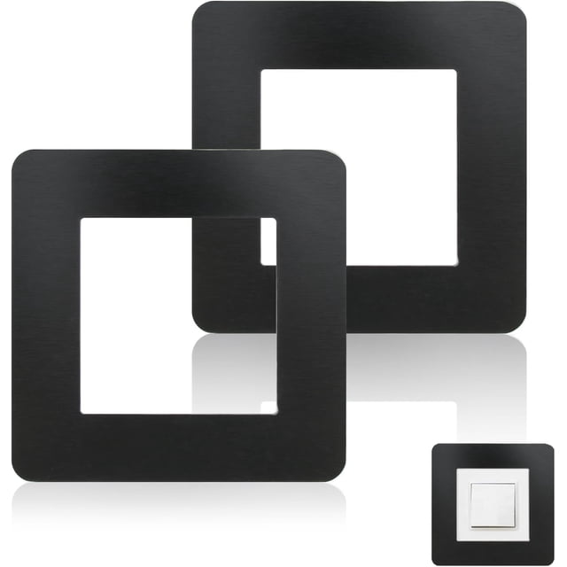 Light Switch Finger Plates Matt Black Light Switch Surround 338Inch Square Shape Acrylic Single Light Switch Covers Simple Wall Socket Stickers for Home Decoration 2Pcs