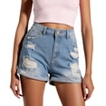 thumbnail image 2 of Conairie Jean Cargo Shorts for Women Y2k High Waist Stretchy Denim Shorts Summer Shorts with Pockets Blue XXL, 2 of 5