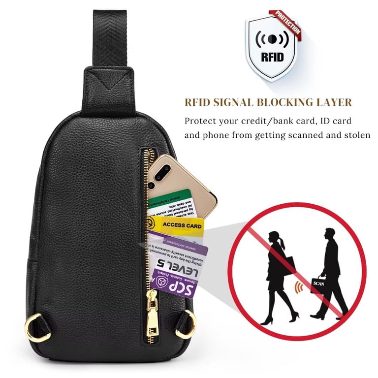 Vintage Crossbody Sling Backpack, Faux Leather, Anti-Theft RFID Blocking, Amazon.com | S-ZONE Leather Sling Bag for Women Men RFID  main image 4