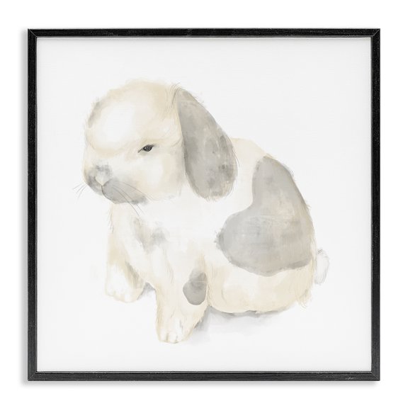 Stupell Industries Eclectic Adorable Baby Bunny Soft Grey Beige Illustration Black Framed Giclee Art, 12 x 12, by Lil' Rue