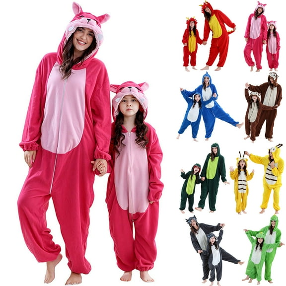 QATAINLAV Unisex Onesie Zipper Hooded Pajamas Warm Fleece Long Sleeve Jumpsuits Fashion Clothes Fall Winter Sleepwear, Red, S