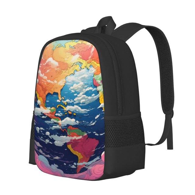 Balery Colorful Whimsical Earth Mochila para hombre y mujer - Tela Oxford 600D resistente - Gran capacidad, resistente al agua, ideal para la escuela, viajes y senderismo