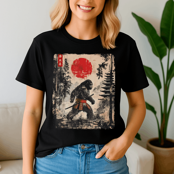 Samurai Bigfoot Japanese Vintage Graphic Ukiyo Art, Bigfoot Shirt,Bigfoot Lovers,Funny Tee
