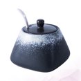 thumbnail image 4 of Simple Ceramic Sugar Bowl Salt Pot Pepper Storage Jar Practical Seasoning Pot Container Condiment Spice Box Holder for Home Kitchen (Ink Snow), 4 of 9