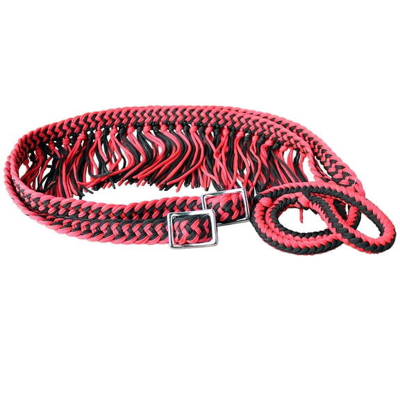 1" X 8Ft Hilason Braided Poly Barrel Horse Racing Reins Flat Grip Knots Fringe